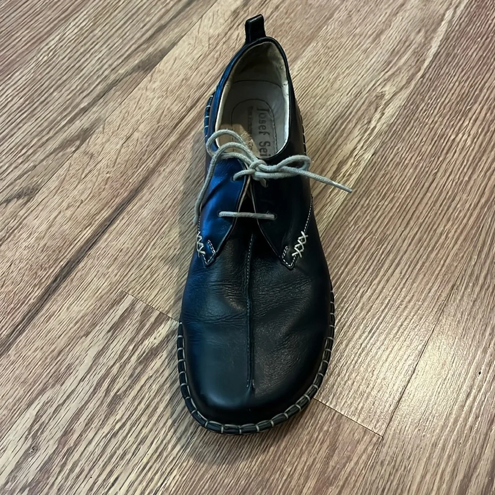 Josef Seibel Women’s Lindsey Oxford Black Leather Shoes Size 39 - Picture 4 of 15